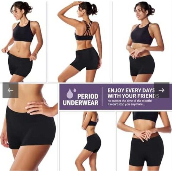 Feitycom Women's Washable Incontinence/Period Boxer Shorts Black Size Small - Picture 3 of 6
